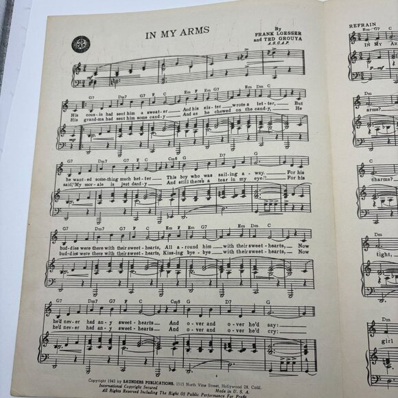 In My Arms Piano Sheet Music by Frank Loesser From See Here Private Hargrove - Picture 2 of 6